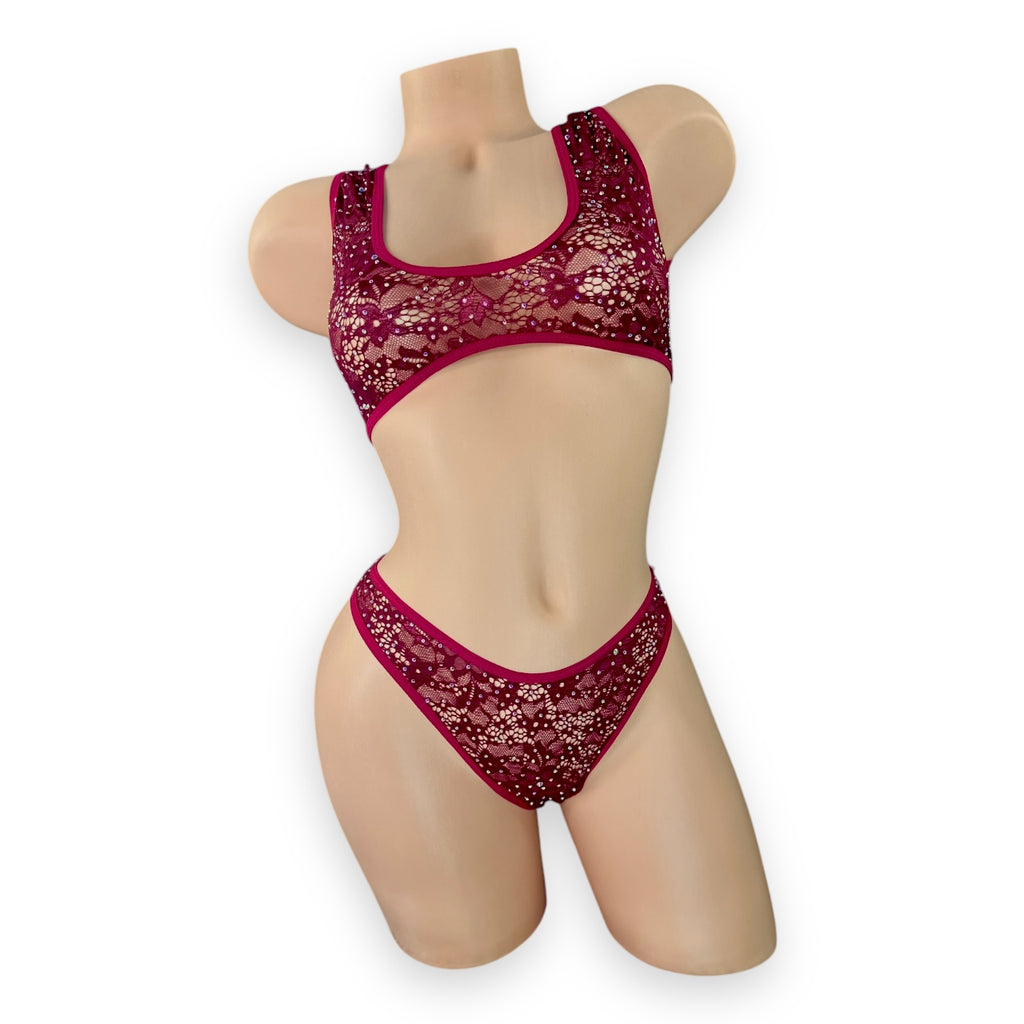 Burgundy Caroline Lace Set