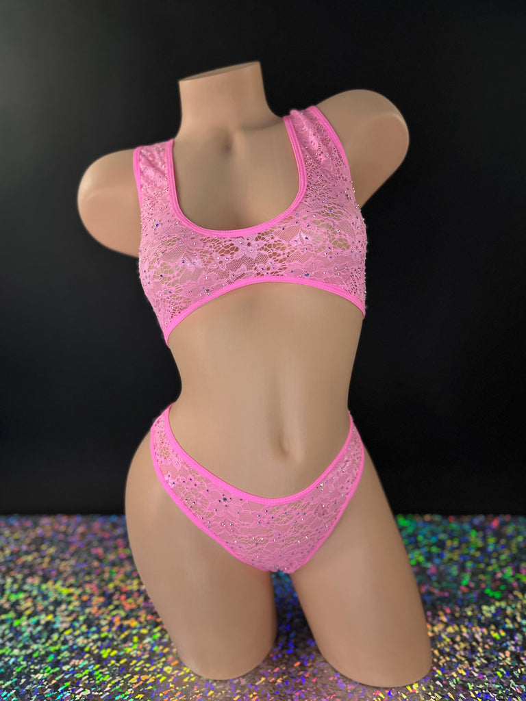 Bubble Gum Pink Caroline Lace Set